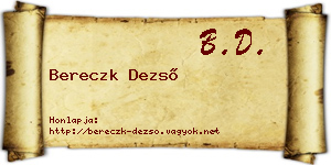 Bereczk Dezső névjegykártya
